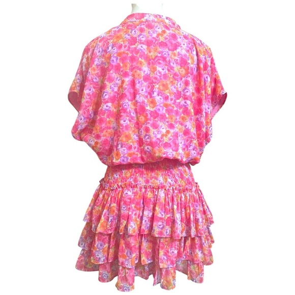 RESET by Jane Pink Smocked Ruffle Dress Size Medium - Picture 7 of 12